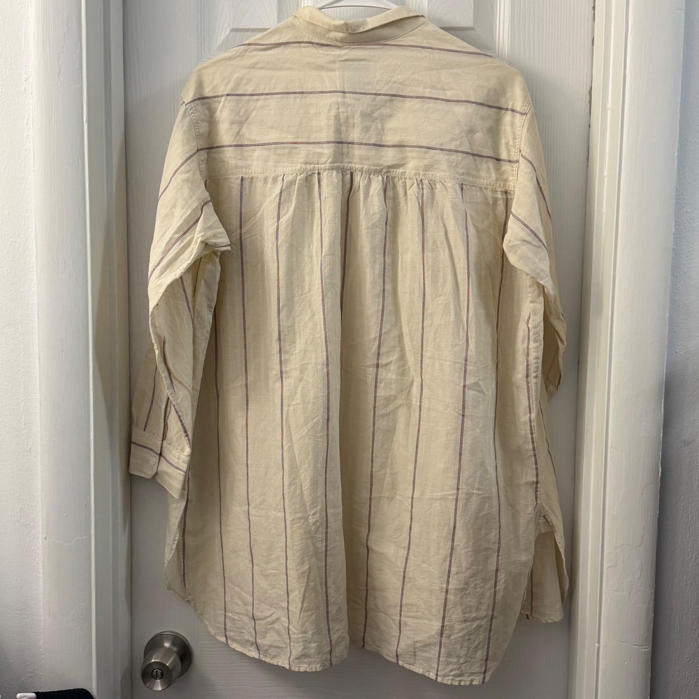Zadig‎ & Voltaire Talia Rayee Striped Cotton Oversized Tunic Top Cream XS - Picture 7 of 8